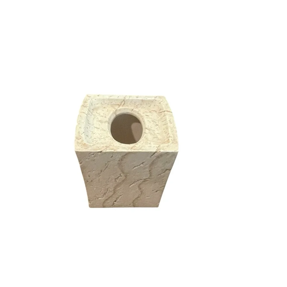 Ceramic Stone Tissue Box Holder | Crackled Texture Cream Tissue Cover